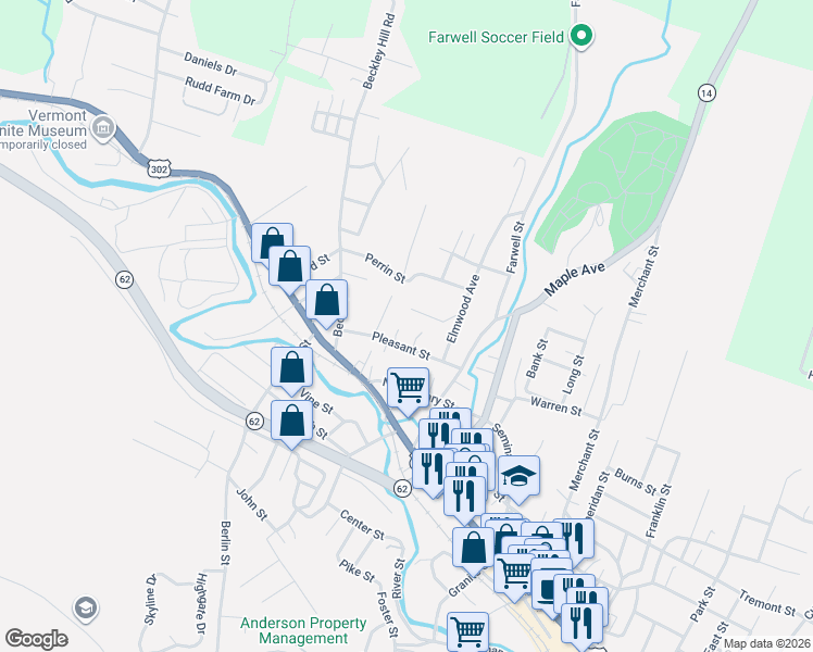 map of restaurants, bars, coffee shops, grocery stores, and more near 11 Garcia Ln in Barre
