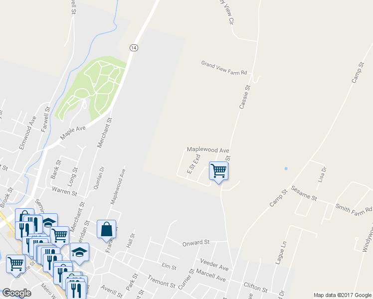 map of restaurants, bars, coffee shops, grocery stores, and more near 15 Camels Hump Drive in Barre
