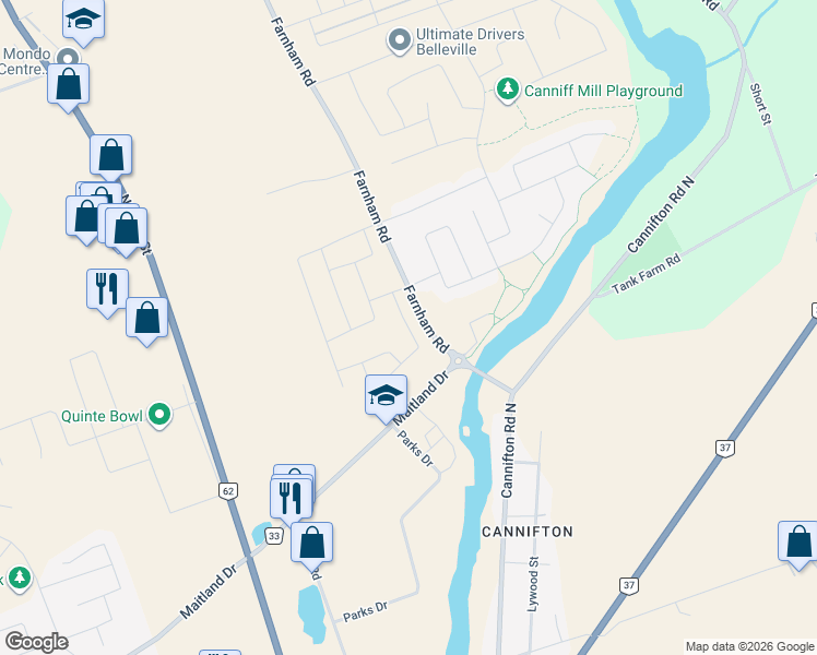 map of restaurants, bars, coffee shops, grocery stores, and more near Mountain Ash Drive in Belleville