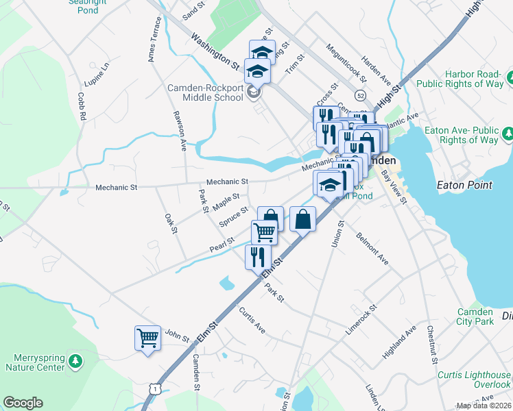 map of restaurants, bars, coffee shops, grocery stores, and more near 10 Willow Street in Camden