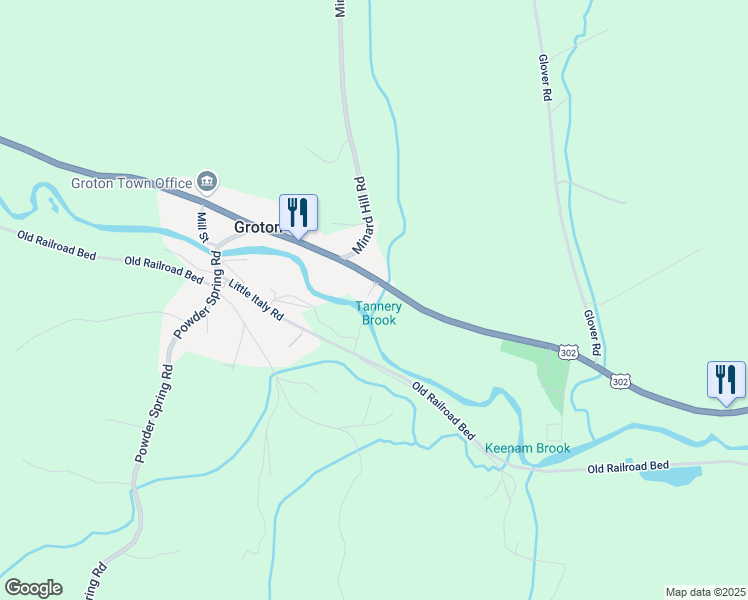 map of restaurants, bars, coffee shops, grocery stores, and more near 37 Tannery Brook Road in Groton