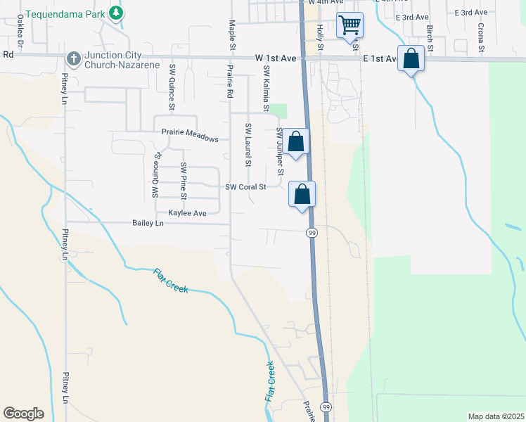 map of restaurants, bars, coffee shops, grocery stores, and more near 590 Hatton Lane in Junction City
