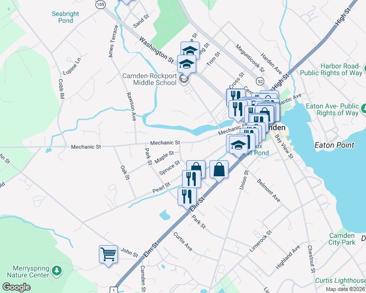 map of restaurants, bars, coffee shops, grocery stores, and more near 10 Willow Street in Camden