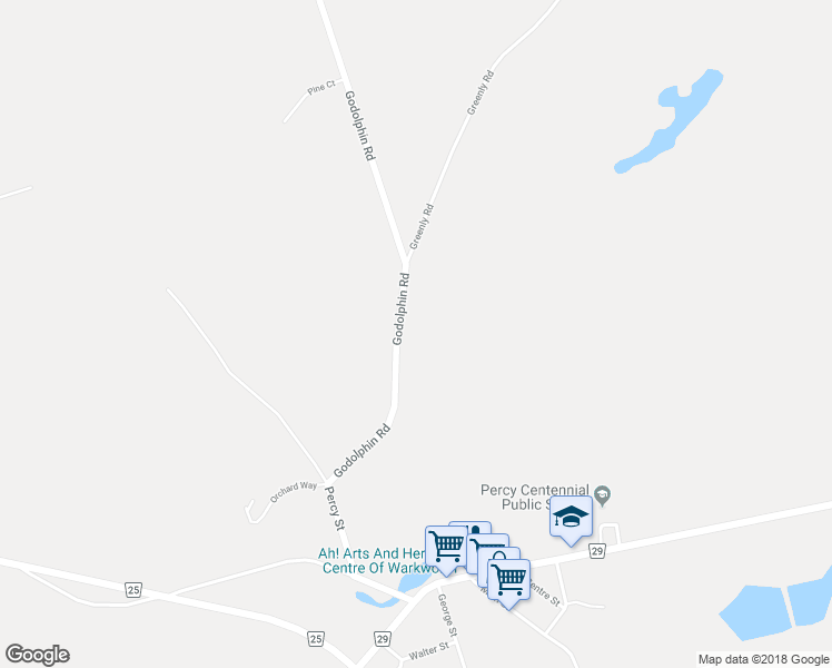 map of restaurants, bars, coffee shops, grocery stores, and more near 53 Godolphin Road in Northumberland County