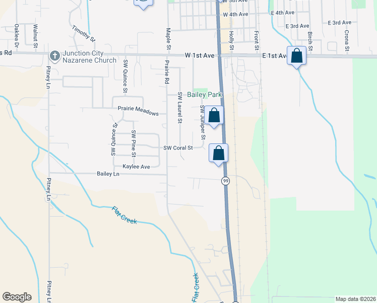 map of restaurants, bars, coffee shops, grocery stores, and more near 680 Southwest Coral Street in Junction City