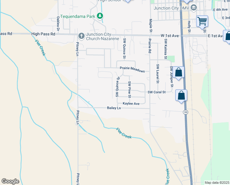 map of restaurants, bars, coffee shops, grocery stores, and more near 28799 Bailey Lane in Junction City