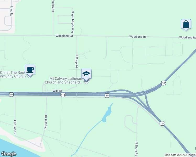 map of restaurants, bars, coffee shops, grocery stores, and more near W6029 Zach Street in Menasha