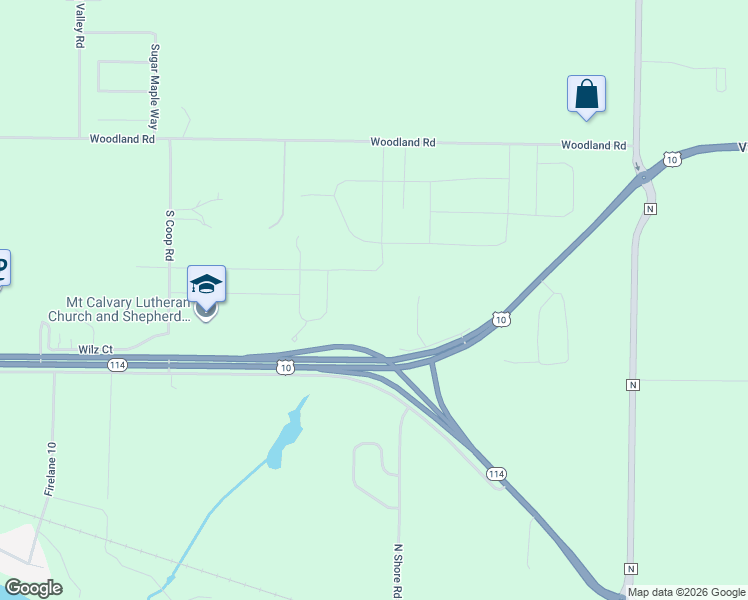 map of restaurants, bars, coffee shops, grocery stores, and more near W5904 Frontage Road in Menasha