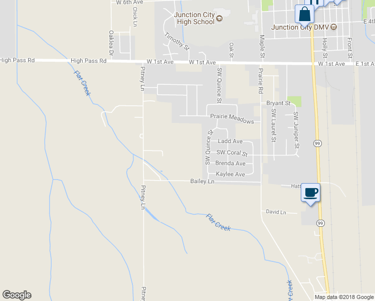 map of restaurants, bars, coffee shops, grocery stores, and more near 28799 Bailey Lane in Junction City