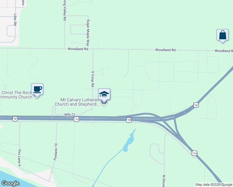 map of restaurants, bars, coffee shops, grocery stores, and more near W6029 Zach Street in Menasha