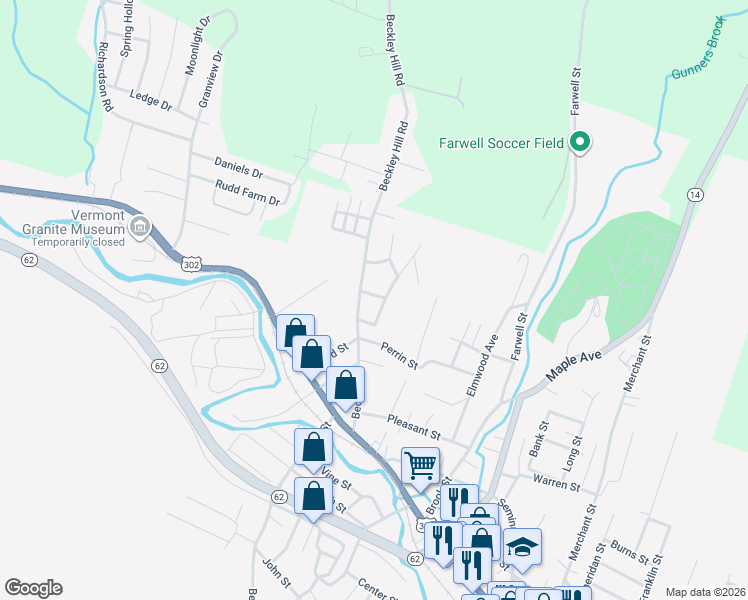 map of restaurants, bars, coffee shops, grocery stores, and more near 9 Hunter Avenue in Barre