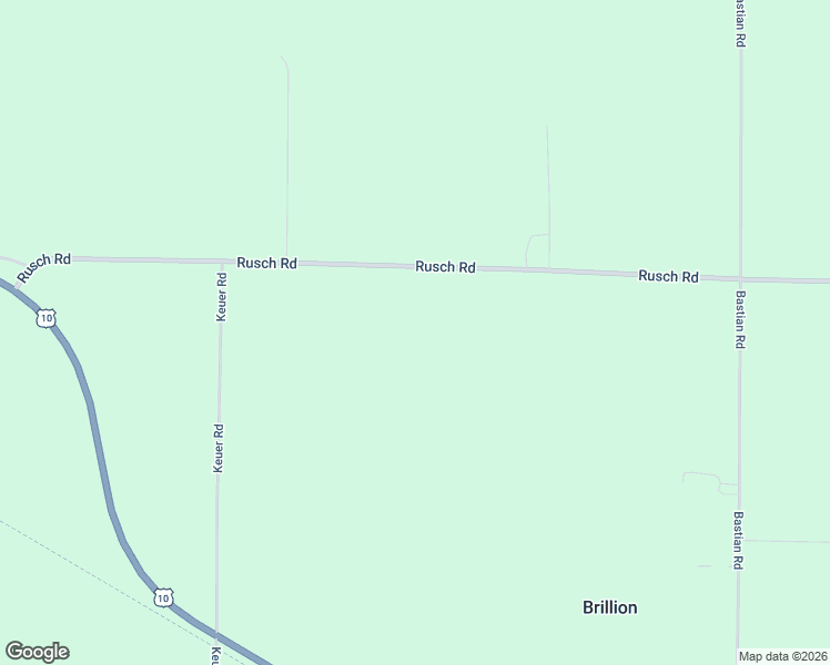 map of restaurants, bars, coffee shops, grocery stores, and more near W1537 Rusch Road in Brillion