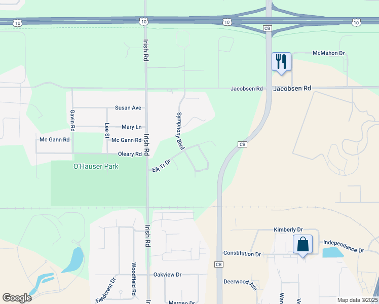map of restaurants, bars, coffee shops, grocery stores, and more near 1630 Elk Tr Drive in Neenah