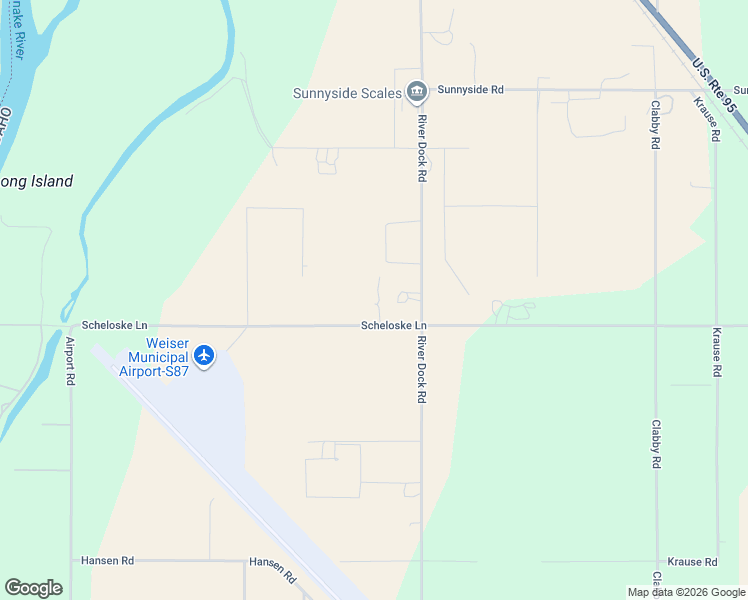 map of restaurants, bars, coffee shops, grocery stores, and more near 1390 Airport Road in Weiser