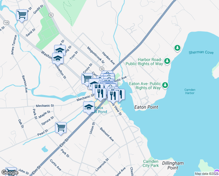 map of restaurants, bars, coffee shops, grocery stores, and more near in Camden