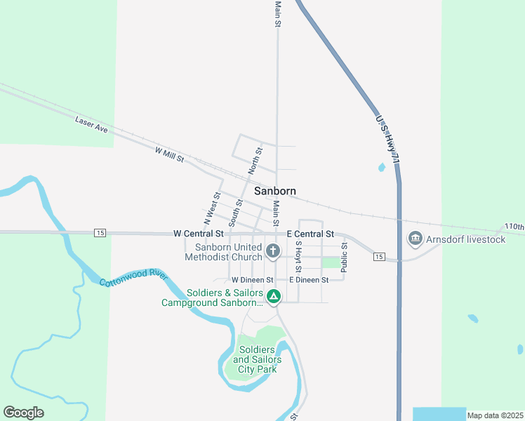 map of restaurants, bars, coffee shops, grocery stores, and more near 250 Letford Street in Sanborn