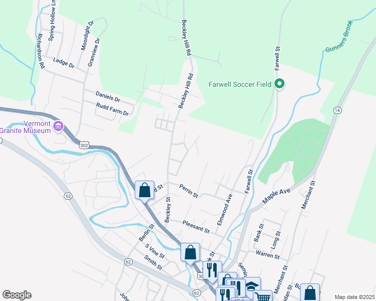 map of restaurants, bars, coffee shops, grocery stores, and more near 8 Cabot Street in Barre