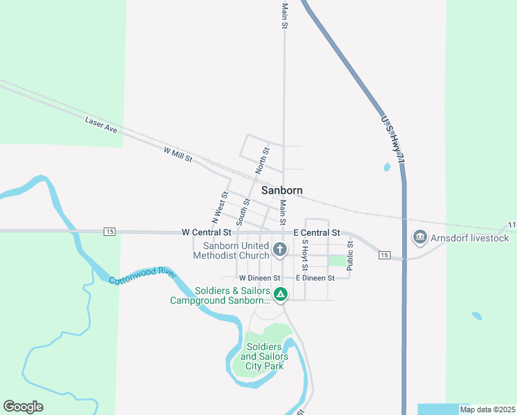 map of restaurants, bars, coffee shops, grocery stores, and more near 250 Letford Street in Sanborn