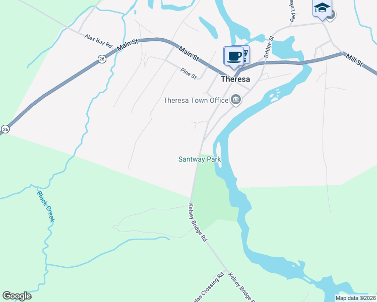 map of restaurants, bars, coffee shops, grocery stores, and more near 234 Commercial Street in Theresa