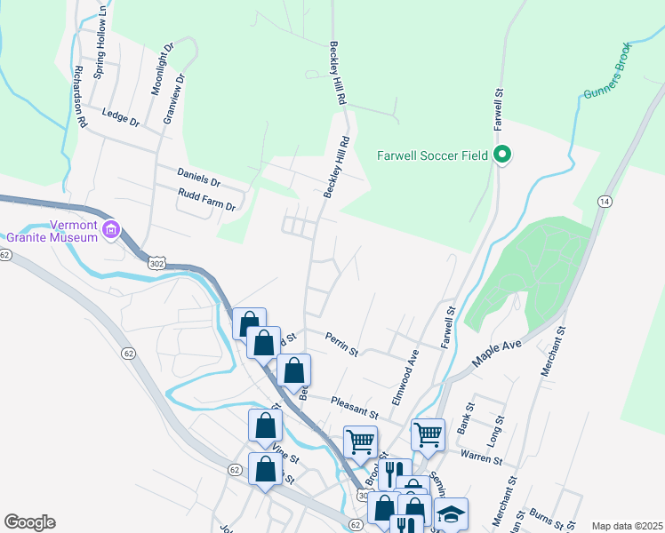 map of restaurants, bars, coffee shops, grocery stores, and more near 8 Cabot St in Barre
