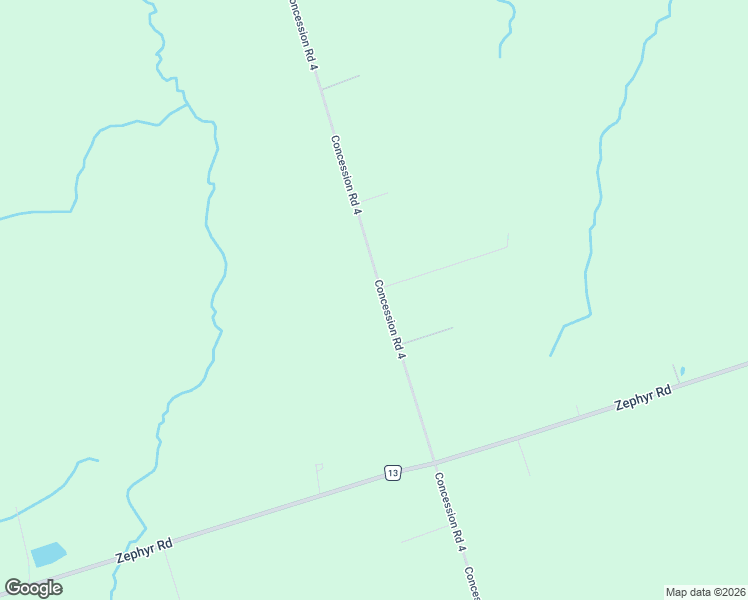 map of restaurants, bars, coffee shops, grocery stores, and more near 13300 Concession Road 4 in Zephyr