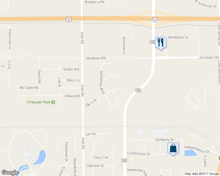 map of restaurants, bars, coffee shops, grocery stores, and more near 1630 Elk Tr Drive in Neenah
