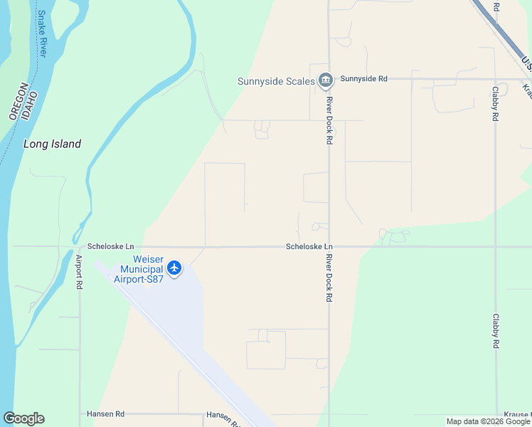 map of restaurants, bars, coffee shops, grocery stores, and more near 1390 Airport Road in Weiser