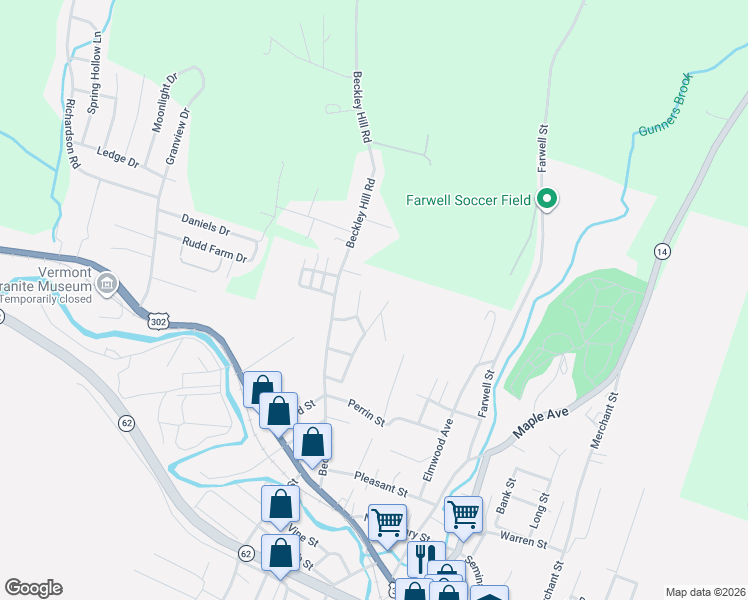 map of restaurants, bars, coffee shops, grocery stores, and more near 64 Hillside Avenue in Barre