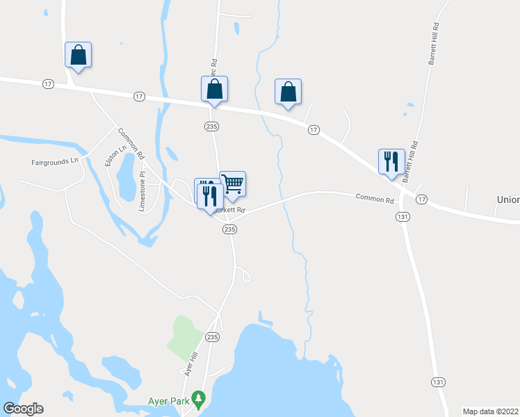 map of restaurants, bars, coffee shops, grocery stores, and more near Common Road in Union