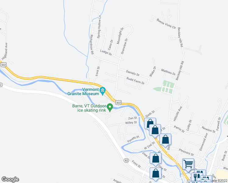 map of restaurants, bars, coffee shops, grocery stores, and more near 10 Richardson Road in Barre