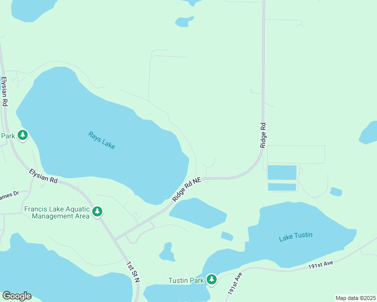 map of restaurants, bars, coffee shops, grocery stores, and more near 1344 Scenic Hideaway Lane Northeast in Elysian