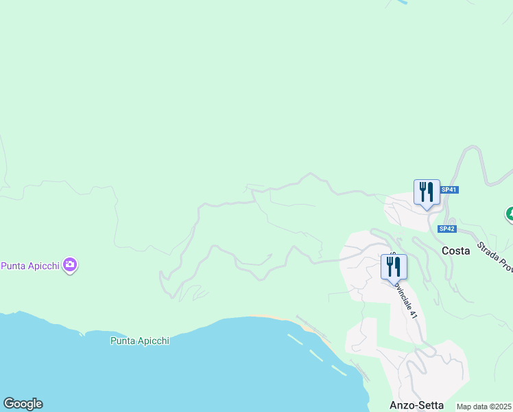 map of restaurants, bars, coffee shops, grocery stores, and more near 3 Località Foce del Prato in Provincia della Spezia