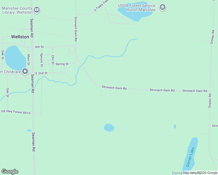 map of restaurants, bars, coffee shops, grocery stores, and more near 17824 Stronach Dam Road in Wellston
