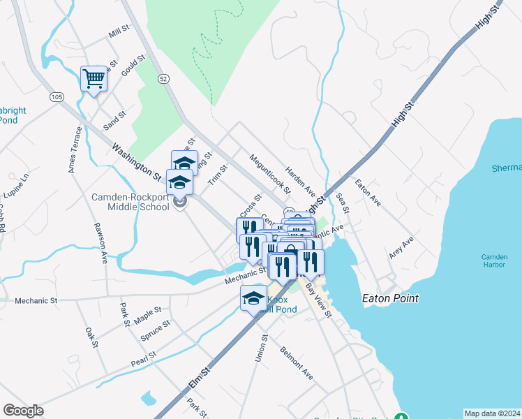 map of restaurants, bars, coffee shops, grocery stores, and more near 10 Central Street in Camden