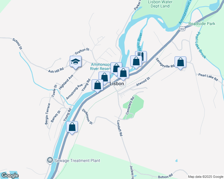map of restaurants, bars, coffee shops, grocery stores, and more near 49 South Main Street in Lisbon