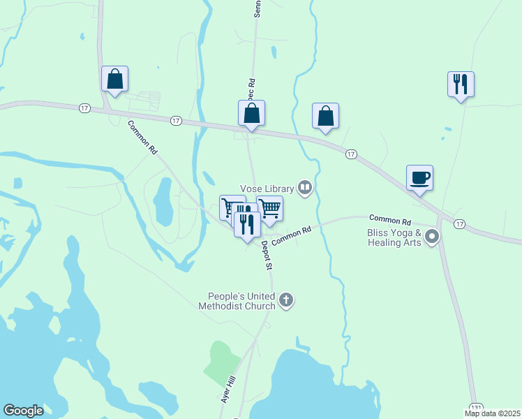 map of restaurants, bars, coffee shops, grocery stores, and more near 128 Town House Road in Union