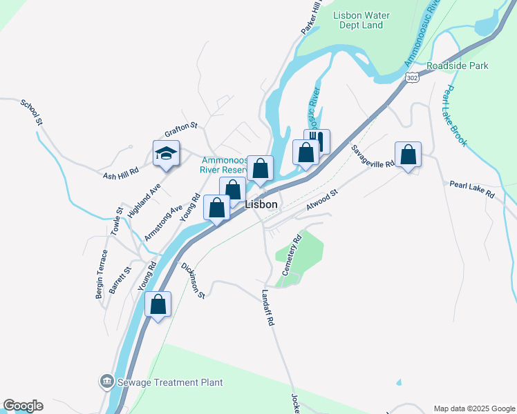 map of restaurants, bars, coffee shops, grocery stores, and more near 49 South Main Street in Lisbon