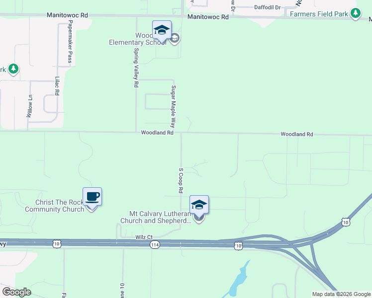 map of restaurants, bars, coffee shops, grocery stores, and more near N8890 South Coop Road in Menasha