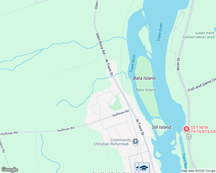 map of restaurants, bars, coffee shops, grocery stores, and more near 33 Cedarwood Street in Quinte West