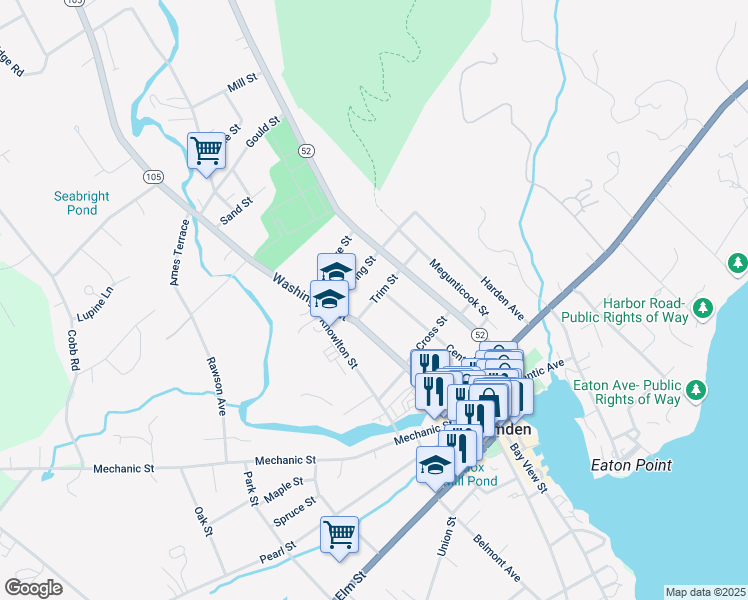 map of restaurants, bars, coffee shops, grocery stores, and more near 17 Trim Street in Camden