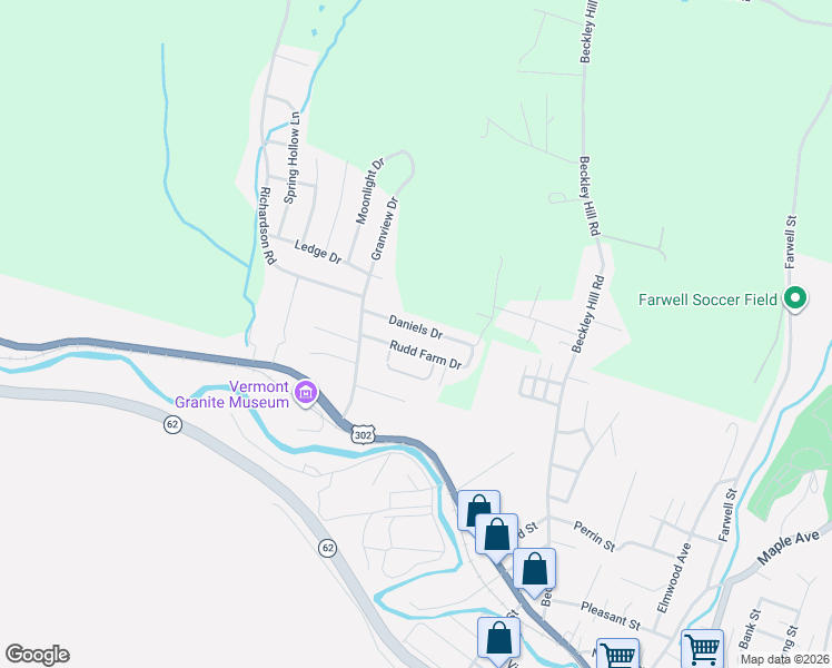 map of restaurants, bars, coffee shops, grocery stores, and more near 20 Daniels Dr in Barre