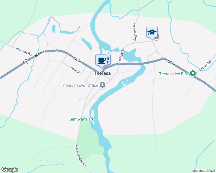 map of restaurants, bars, coffee shops, grocery stores, and more near 209 Riverside Avenue in Theresa