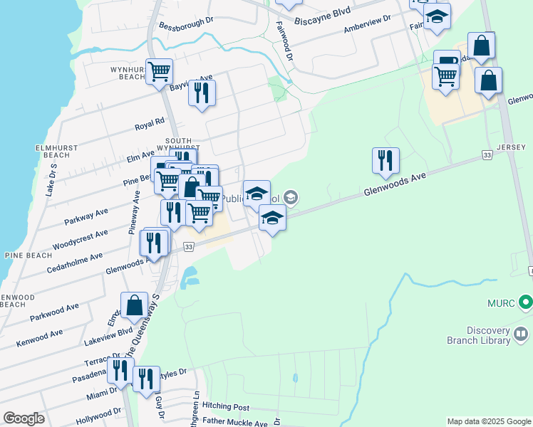 map of restaurants, bars, coffee shops, grocery stores, and more near in Georgina