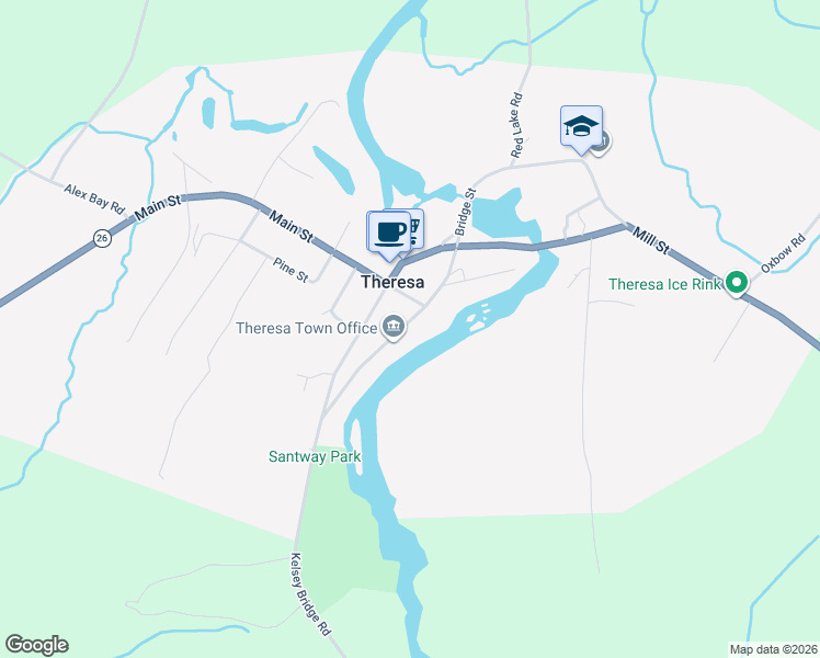 map of restaurants, bars, coffee shops, grocery stores, and more near 209 Riverside Avenue in Theresa