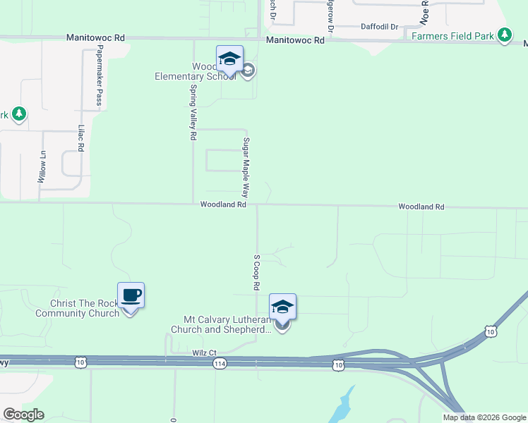 map of restaurants, bars, coffee shops, grocery stores, and more near N8890 South Coop Road in Menasha