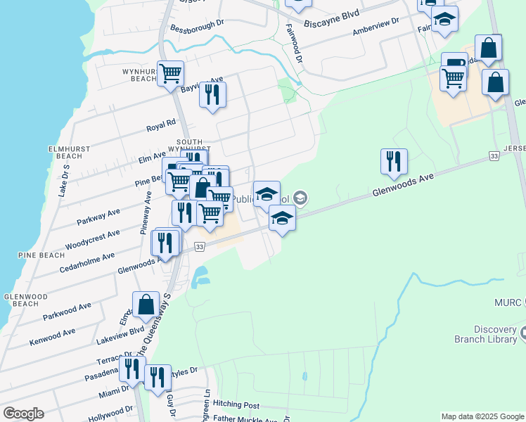 map of restaurants, bars, coffee shops, grocery stores, and more near in Georgina