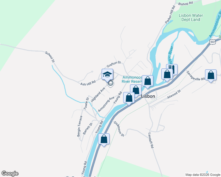 map of restaurants, bars, coffee shops, grocery stores, and more near 25 Highland Avenue in Lisbon