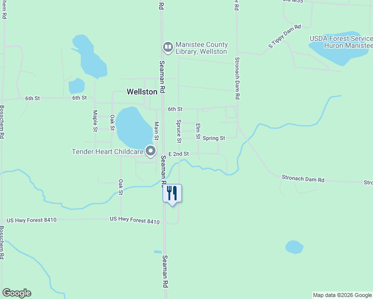 map of restaurants, bars, coffee shops, grocery stores, and more near 17290 West 2nd Street in Wellston