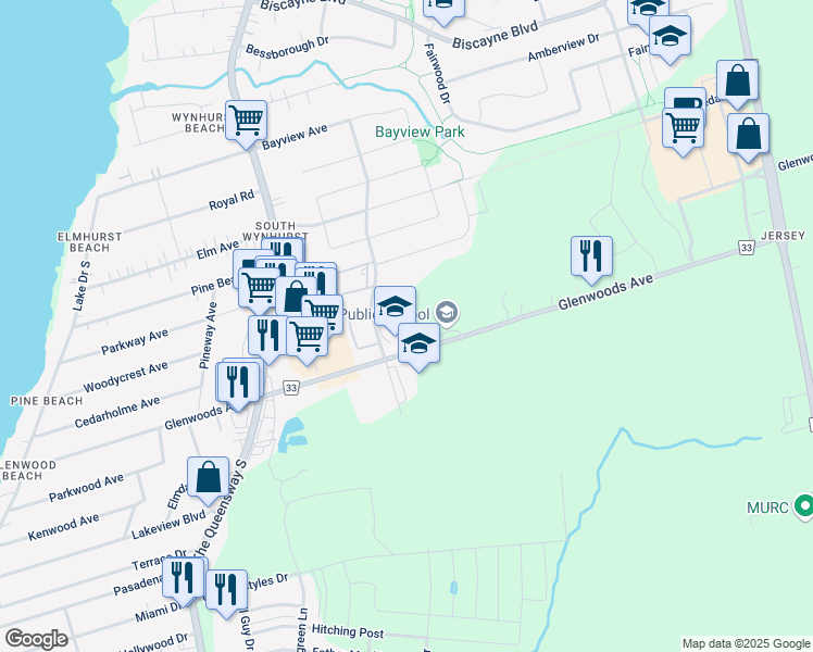 map of restaurants, bars, coffee shops, grocery stores, and more near in Georgina