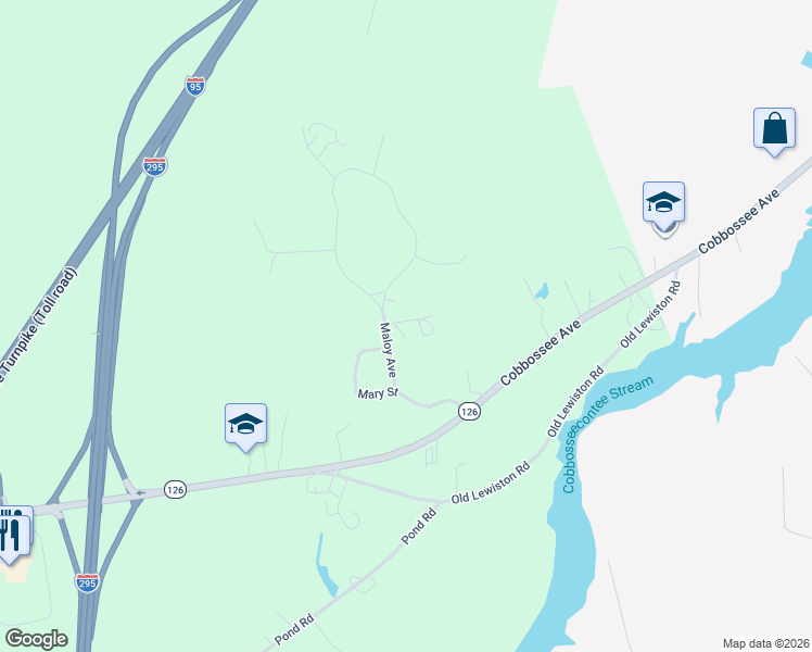 map of restaurants, bars, coffee shops, grocery stores, and more near 41 Maloy Avenue in West Gardiner